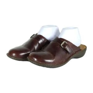 UGG Women's Livia US8 Brown Wool Lined Leather Slip On Clogs Mules Shoes